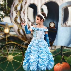 Girls size 8 Trish Scully, baby blue Cinderella ball gown.